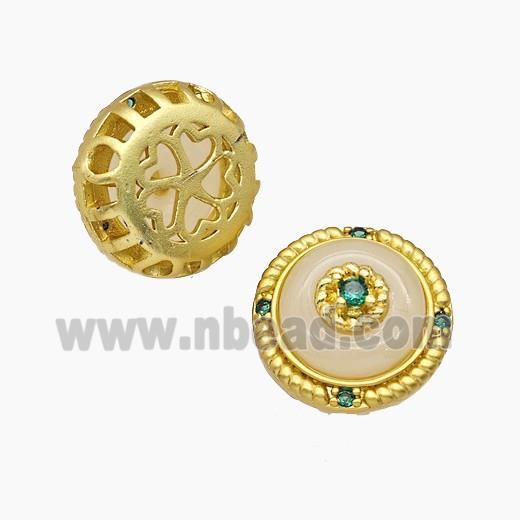 Copper Button Beads Pave Resin Gold Plated