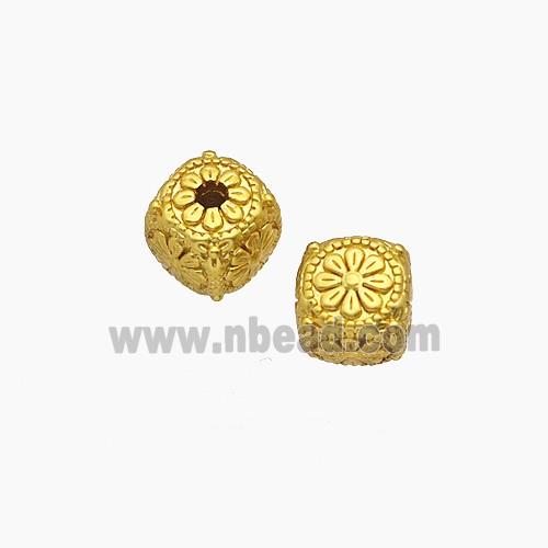 Copper Cube Beads Flower Gold Plated