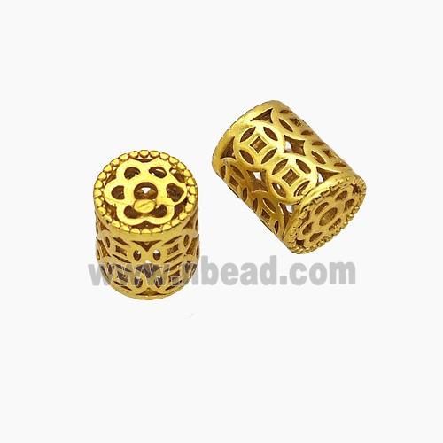 Copper Tube Beads Column Gold Plated