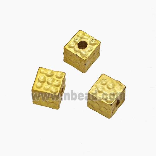 Copper Cube Beads Gold Plated