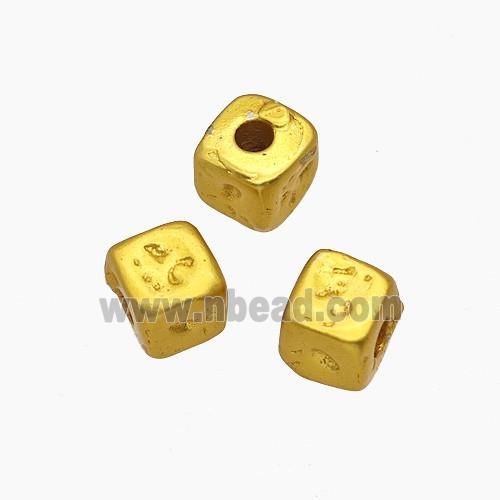 Copper Cube Beads Gold Plated