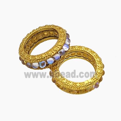 Copper Circle Beads Pave Resin Gold Plated