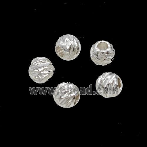 Copper Round Beads Shiny Silver