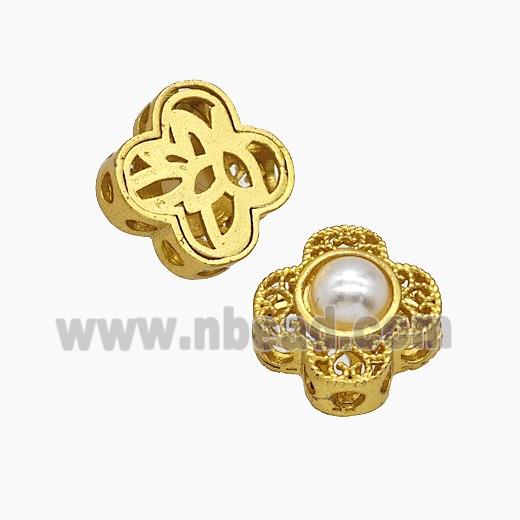 Copper Cross Beads Pave Resin Gold Plated