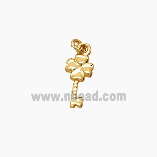 Copper Key Pendant Clover Gold Plated