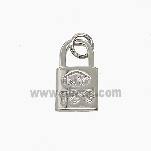 Copper Lock Pendant Platinum Plated