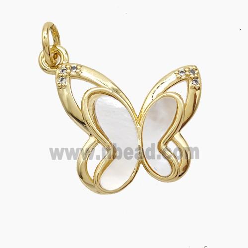 Copper Butterfly Pendant Pave Shell 18K Gold Plated