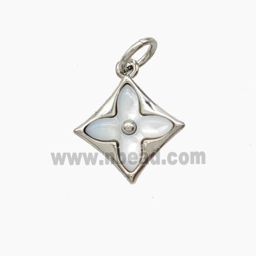 Copper Clover Pendant Pave Shell Platinum Plated