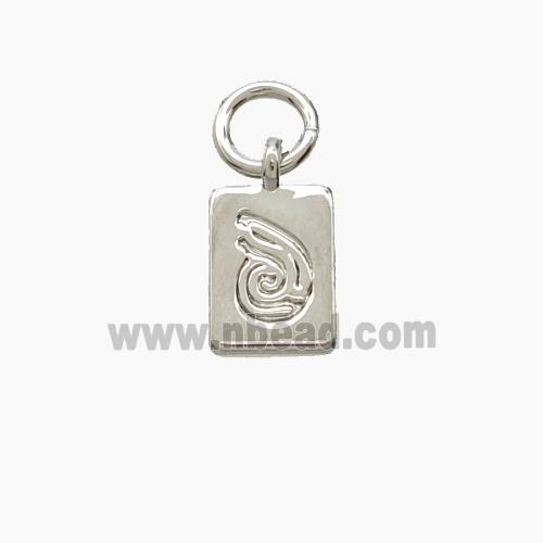 Copper Rectangle Pendant Snails Platinum Plated