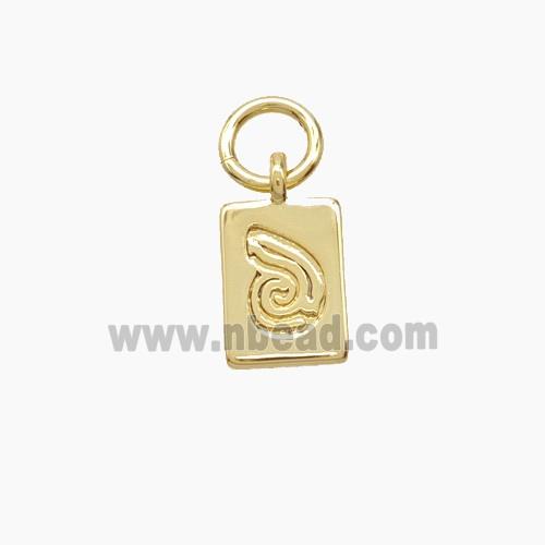 Copper Rectangle Pendant Snails Gold Plated