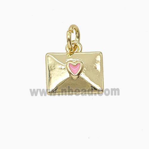 Copper Envelope Pendant Enamel Gold Plated