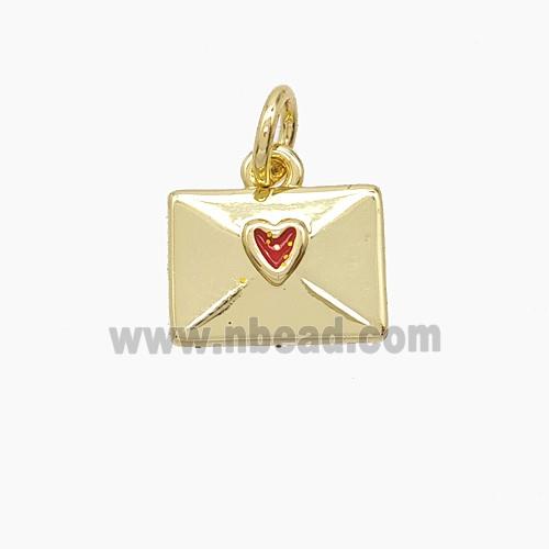 Copper Envelope Pendant Enamel Gold Plated