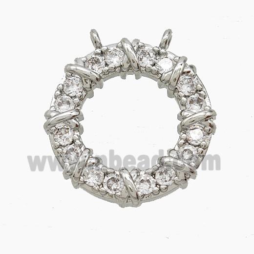 Copper Rings Pendant Pave Zirconia Circle Platinum Plated