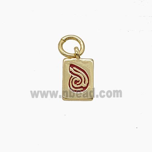 Copper Rectangle Pendant Enamel Snails Gold Plated