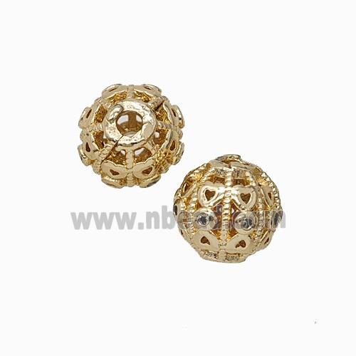 Copper Bead Pave Zircon, Gold Plated