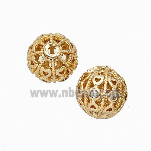 Copper Bead Pave Zircon, Gold Plated