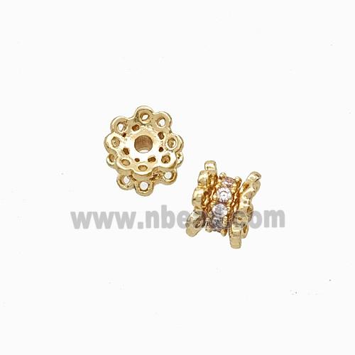 Copper Bead Pave Zircon, Gold Plated