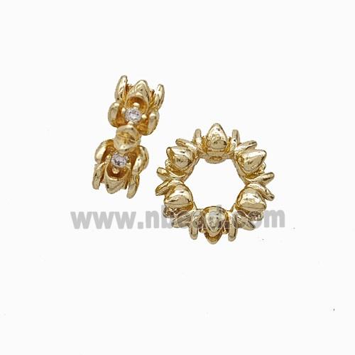 Copper Bead Pave Zircon, Gold Plated