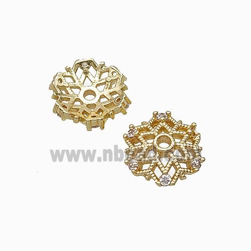 Copper Bead Pave Zircon, Gold Plated