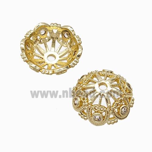 Copper Bead Pave Zircon, Gold Plated