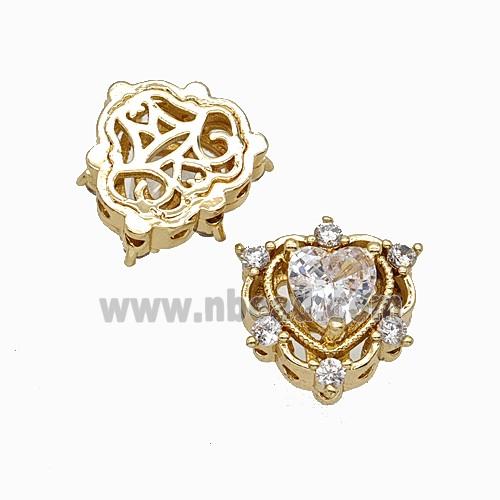 Copper Bead Pave Zircon, Gold Plated