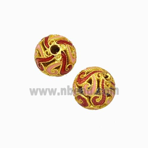 Copper Bead Pave Zircon, Gold Plated