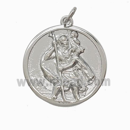 Copper Jesus Pendant Platinum Plated