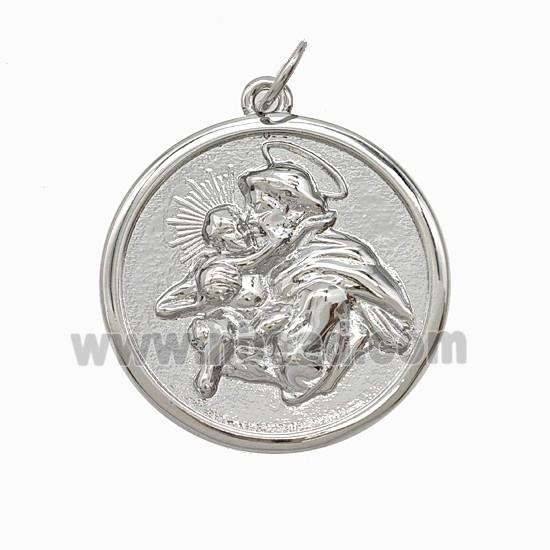 Copper Jesus Pendant Platinum Plated