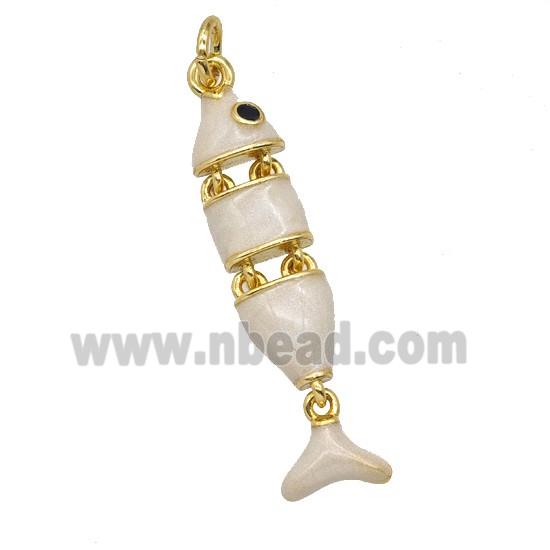 Copper Fish Pendant White Enamel Gold Plated