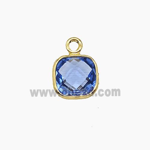 Blue Crystal Glass Square Pendant