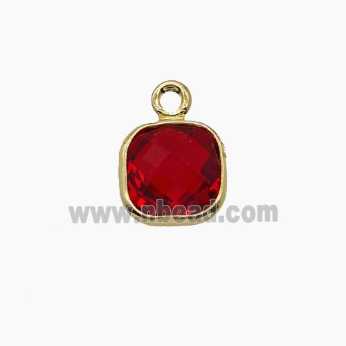 Red Crystal Glass Square Pendant