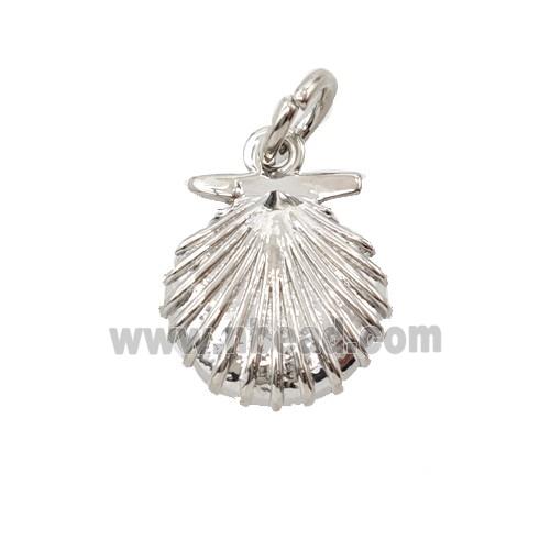Copper Scallop Shell Pendant Platinum Plated