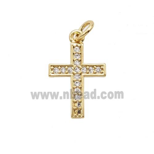 Copper Cross Pendant Pave Zirconia Gold Plated