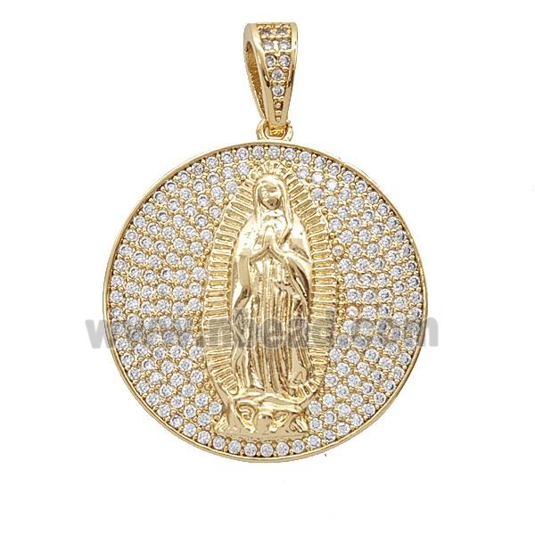 Copper Jesus Pendant Micropave Zirconia Gold Plated