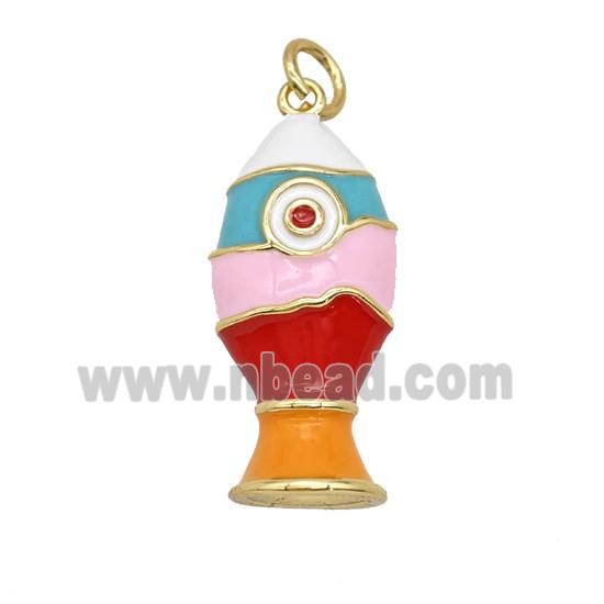 Copper Fish Pendant Multicolor Enamel Gold Plated