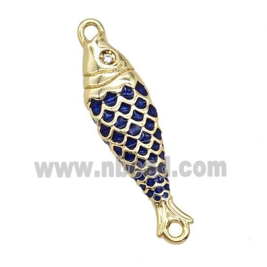 Copper Fish Connector Blue Enamel Gold Plated