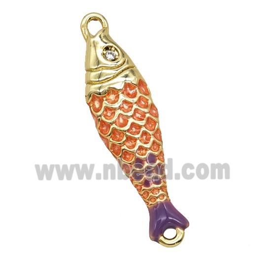 Copper Fish Connector Pink Enamel Gold Plated