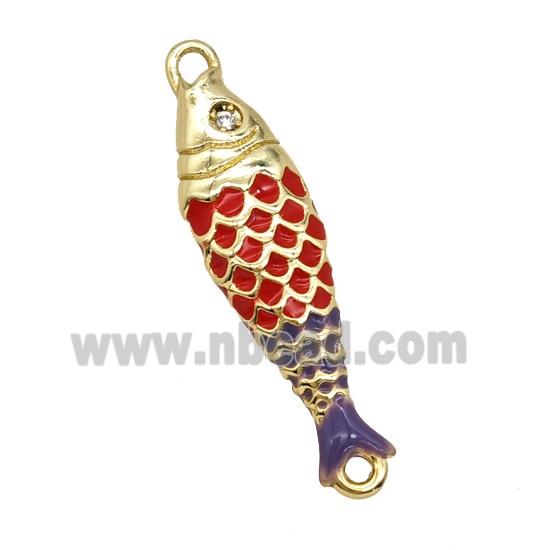 Copper Fish Connector Red Enamel Gold Plated