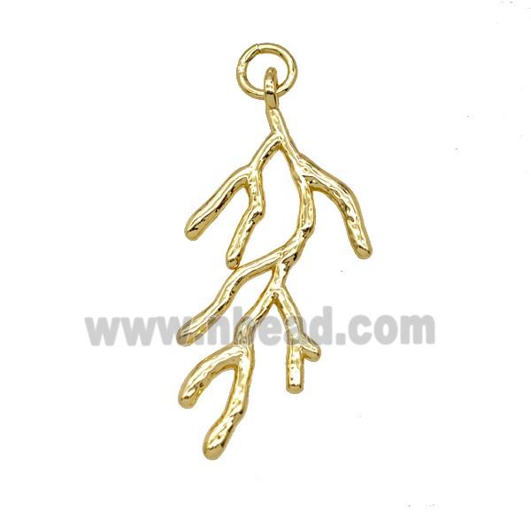 Copper Tree Branch Pendant Gold Plated