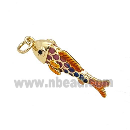 Copper Fish Pendant Enamel Gold Plated