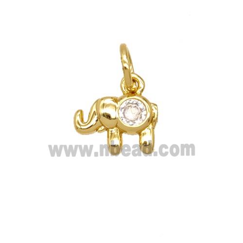 Copper Elephant Pendant Pave Zirconia 18K Gold Plated