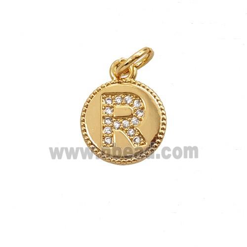 Copper Letter-R Pendant Pave Zirconia 18K Gold Plated