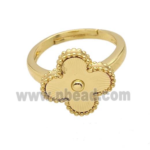 Copper Clover Rings Adjustable 18K Gold Plated
