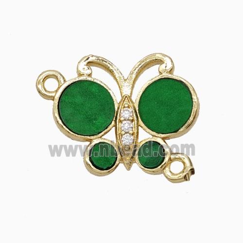 Copper Butterfly Connector Pave Mintgreen Shell Gold Plated