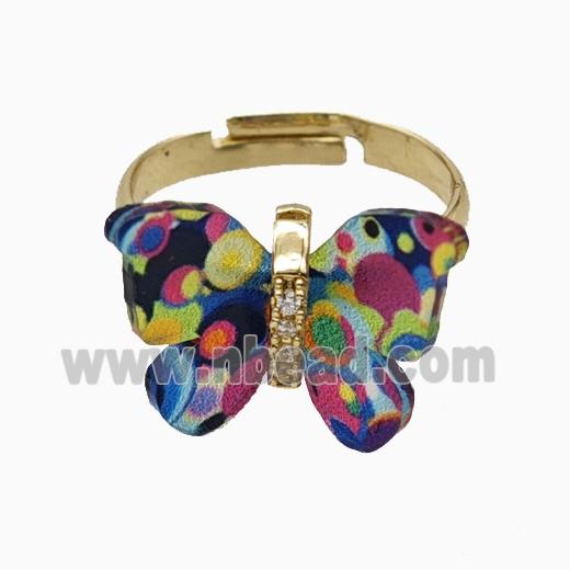 Multicolor Resin Butterfly Rings Adjustable Gold Plated