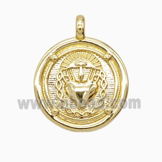 Copper Sacred Heart Pendant Gold Plated