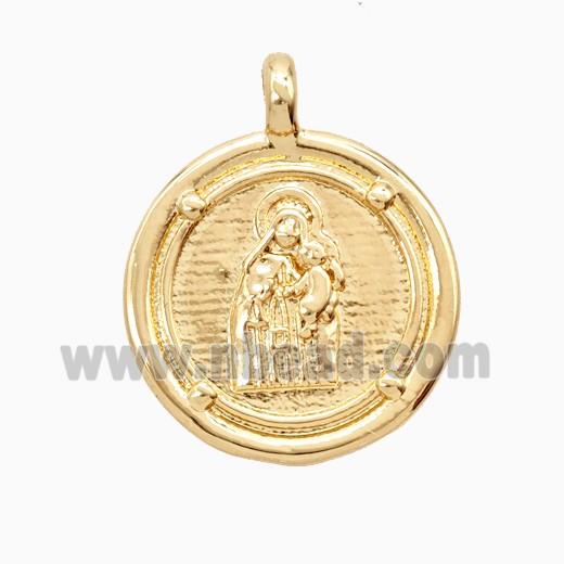 Copper Virgin Mary Pendant Gold Plated