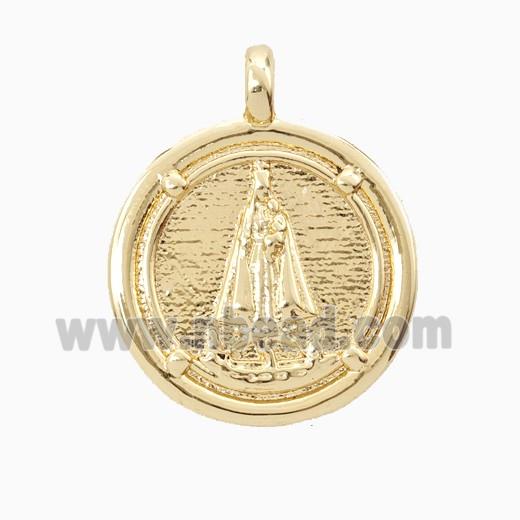 Copper Virgin Mary Pendant Gold Plated