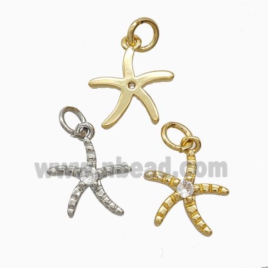 Copper Starfish Pendant Pave Zirconia Mixed