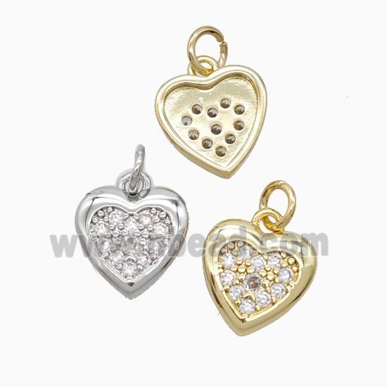 Copper Heart Pendant Pave Zirconia Mixed
